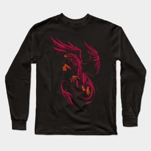 Blazing Griffin: Mythical Might in Red Long Sleeve T-Shirt